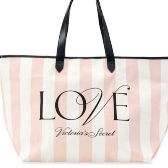 PINK Victoria's Secret Handbags - Victoria’s Secret Love Signature Stripe Large Tote